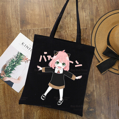 Anya Smug Kawaii Funny Black Simple Women Package Platnena torba Ručne torbice Japanese Anime Spy X Family Torbe na rame Ležerna kupnja