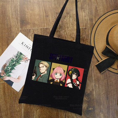 Anya Smug Kawaii Funny Black Simple Women Package Platnena torba Ručne torbice Japanese Anime Spy X Family Torbe na rame Ležerna kupnja