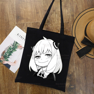 Anya Smug Kawaii Funny Black Simple Women Package Platnena torba Ručne torbice Japanese Anime Spy X Family Torbe na rame Ležerna kupnja