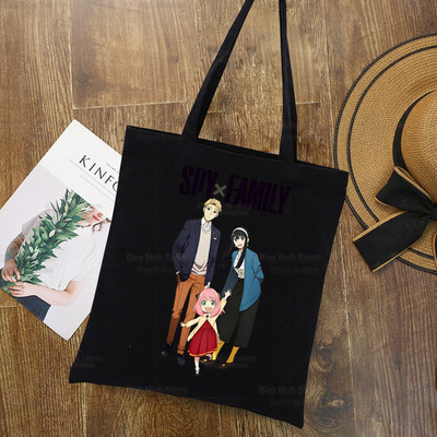 Anya Smug Kawaii Funny Black Simple Women Package Platnena torba Ručne torbice Japanese Anime Spy X Family Torbe na rame Ležerna kupnja