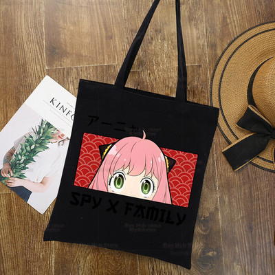 Anya Smug Kawaii Funny Black Simple Women Package Platnena torba Ručne torbice Japanese Anime Spy X Family Torbe na rame Ležerna kupnja