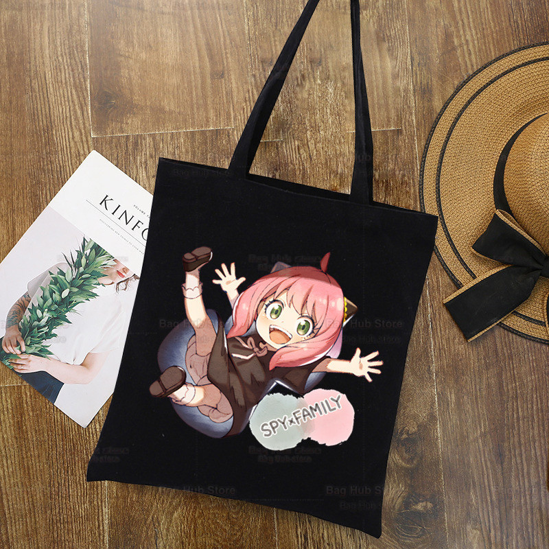 Anya Smug Kawaii Funny Black Simple Women Package Platnena torba Ručne torbice Japanese Anime Spy X Family Torbe na rame Ležerna kupnja