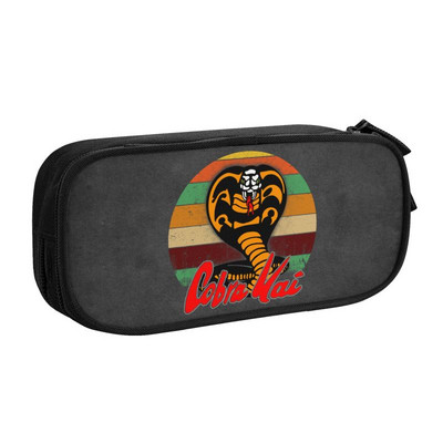 Custom Cobra Kai In The Karate Kid Pencil Case Girl Boy Large Capacity Strike First Strike Hard Pencil Pouch Students Stationery
