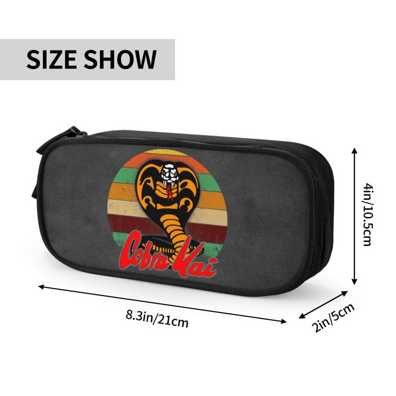 Custom Cobra Kai In The Karate Kid Pencil Case Girl Boy Large Capacity Strike First Strike Hard Pencil Pouch Students Stationery