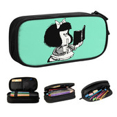 Kawaii Mafalda citind cartea ei husă pentru creion pentru băiat, fată, capacitate mare, husă pentru creion manga cu desene animate Kawaii, rechizite școlare