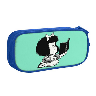 Kawaii Mafalda citind cartea ei husă pentru creion pentru băiat, fată, capacitate mare, husă pentru creion manga cu desene animate Kawaii, rechizite școlare