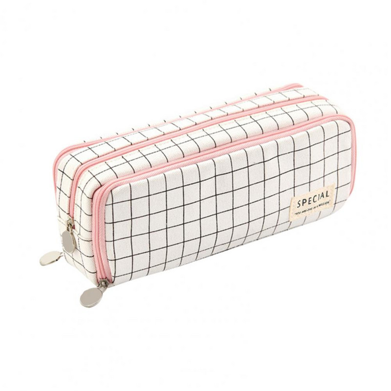 Lielas ietilpības zīmuļu soma Vairāki nodalījumi Audekls Vairāku pildspalvu sloti Tīkla kabatas kancelejas piederumu kaste Skolas piederumi