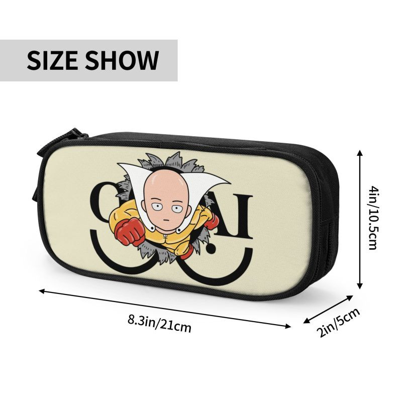 Cool Saitama Pencil Case for Girl Boy Depozitare mare One Punch Man Anime Manga Pen Bag Cutie Papetarie