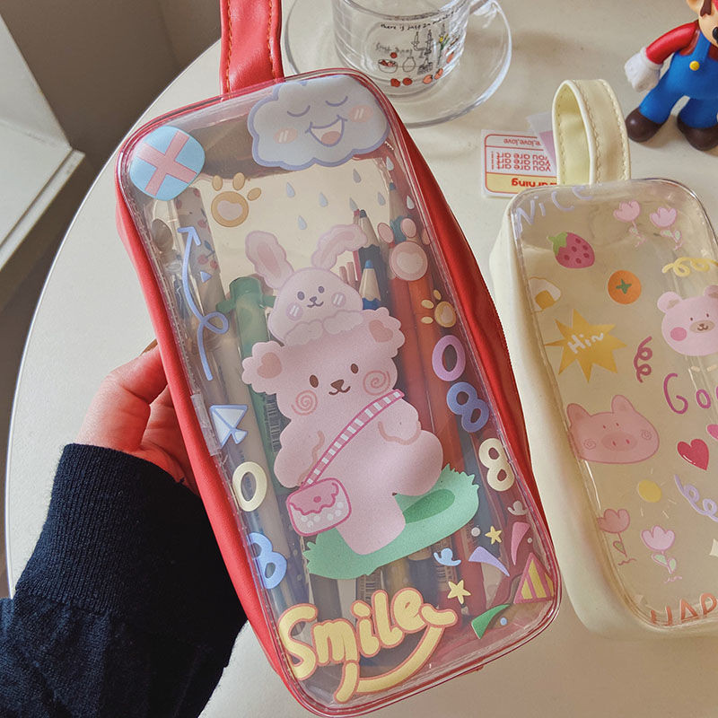 Caurspīdīgs liels zīmuļu futrālis PVC skolas piederumu zīmuļu maisiņš Kancelejas preču dāvanu skola Atpakaļ uz skolu Pencil Box by Kevin&sasa Crafts