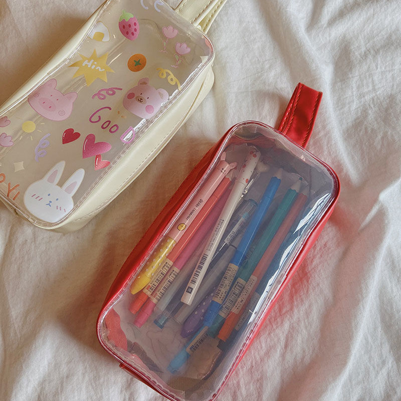 Caurspīdīgs liels zīmuļu futrālis PVC skolas piederumu zīmuļu maisiņš Kancelejas preču dāvanu skola Atpakaļ uz skolu Pencil Box by Kevin&sasa Crafts