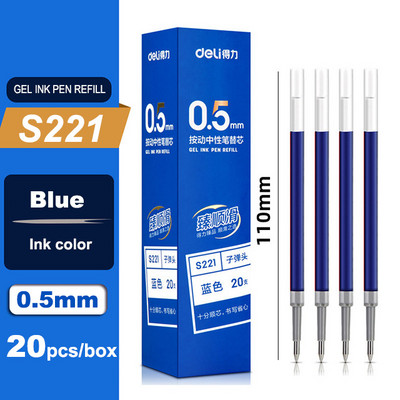 Deli 5/20 komada gel olovke na uvlačenje 0,5 mm punjenje tinte crno plavo crveno stacionarno za djecu školski uredski pribor set olovaka