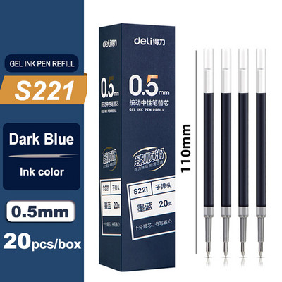 Deli 5/20 komada gel olovke na uvlačenje 0,5 mm punjenje tinte crno plavo crveno stacionarno za djecu školski uredski pribor set olovaka