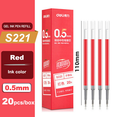 Deli 5/20 komada gel olovke na uvlačenje 0,5 mm punjenje tinte crno plavo crveno stacionarno za djecu školski uredski pribor set olovaka
