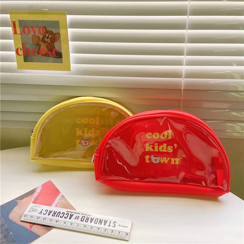Prozirna PVC torba za pohranu Kawaii Bear Slatka pernica Studentski pribor Školski pribor Prijenosna kozmetička torba velikog kapaciteta