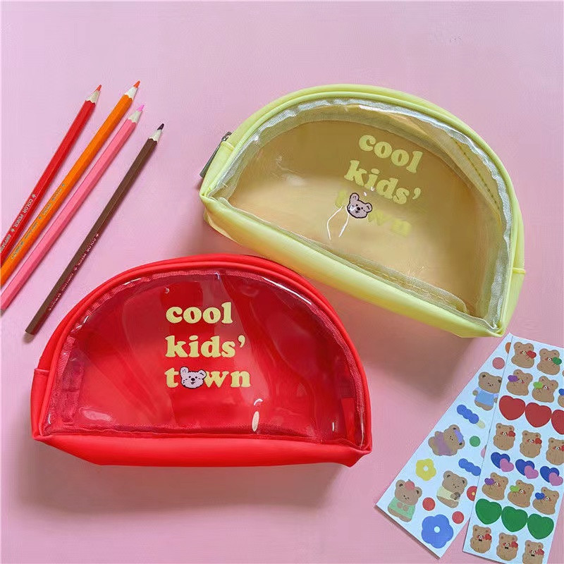 Prozirna PVC torba za pohranu Kawaii Bear Slatka pernica Studentski pribor Školski pribor Prijenosna kozmetička torba velikog kapaciteta