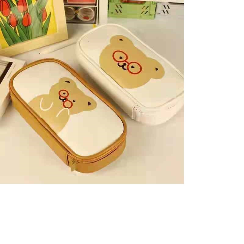 Cutie de creion cu urs drăguț Husă de depozitare pentru riglă Eraser Marker Rechizite școlare de birou Articole de papetărie Cadou Geantă de creion