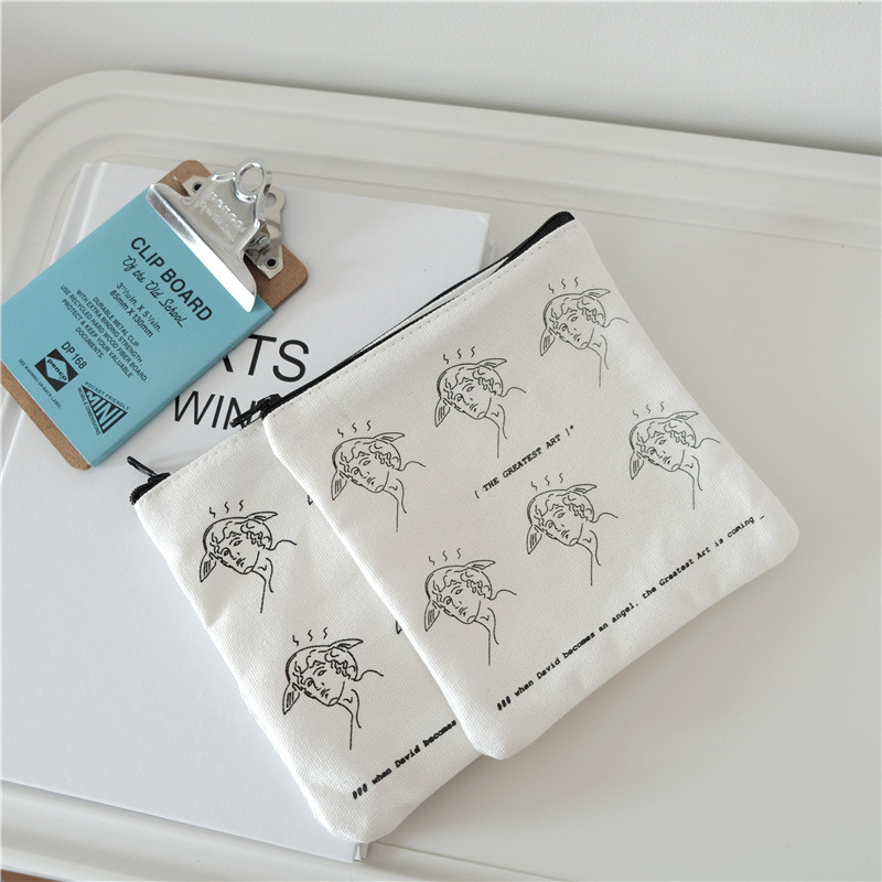 Retro multikas David joonistab suure mahutavusega lõuendist pliiatsikarp Mündikott Kosmeetika hoiukott Õpilaste kirjatarbed Koolitarbed