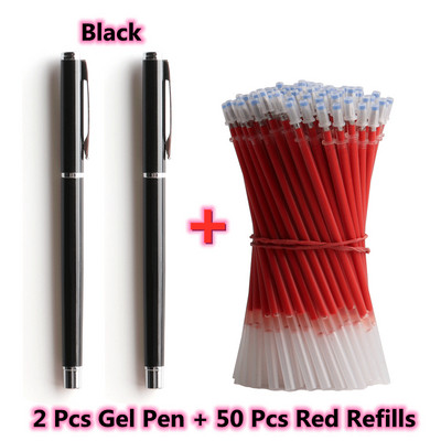 2+50kom/komplet Metalna gel olovka s punjenjem gel tinte Muškarci Žene Poslovne pisaće olovke s potpisom za uredske školske papire