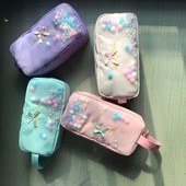 Slatke lepršave male kuglice s mjehurićima Torbica za olovke Kawaii torbica za papirnate olovke za školarke Torbica s mašnom i čvorom Držač ravnala u boji slatkiša