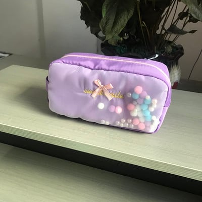 Slatke lepršave male kuglice s mjehurićima Torbica za olovke Kawaii torbica za papirnate olovke za školarke Torbica s mašnom i čvorom Držač ravnala u boji slatkiša