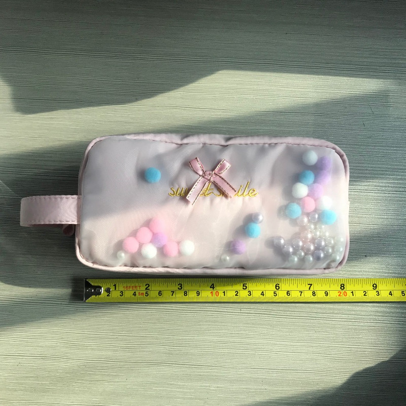 Slatke lepršave male kuglice s mjehurićima Torbica za olovke Kawaii torbica za papirnate olovke za školarke Torbica s mašnom i čvorom Držač ravnala u boji slatkiša