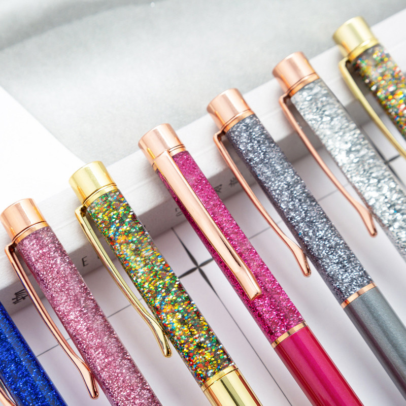Zlatna olovka u prahu za živi pijesak Metalna kreativna studentska kemijska olovka Prilagođeni logotip Personalizirani poklon Uredski pribor Školski pribor