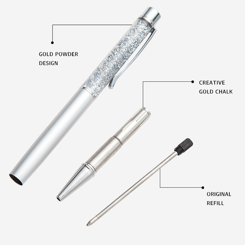 Zlatna olovka u prahu za živi pijesak Metalna kreativna studentska kemijska olovka Prilagođeni logotip Personalizirani poklon Uredski pribor Školski pribor
