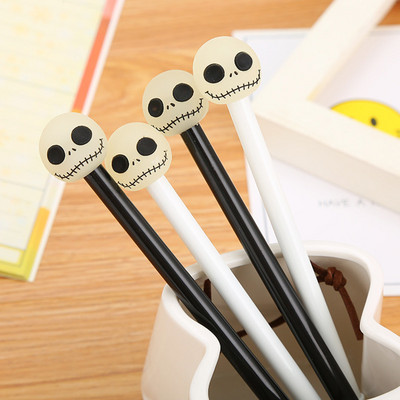 2 piese Lytwtw`s Drăguț creativ Kawaii Noctilucent Craniu Gel Pen Material de birou pentru școală Cadou de Halloween Papetarie Mânere minunate