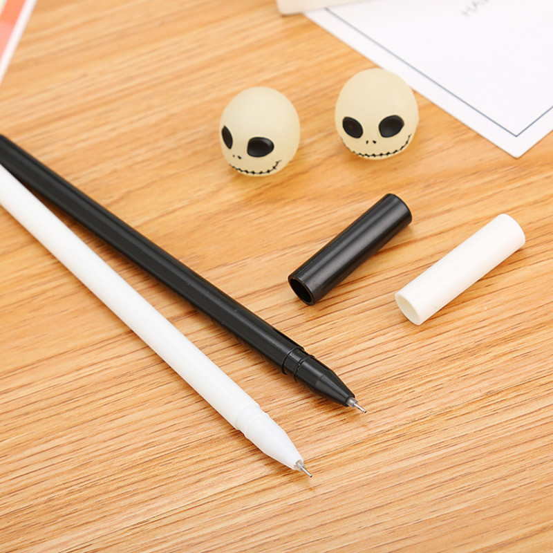 2 gabalu Lytwtw's cute radošais Kawaii Noctilucent Skull Gel Pen School biroja piederumi Helovīna dāvanu kancelejas piederumi.