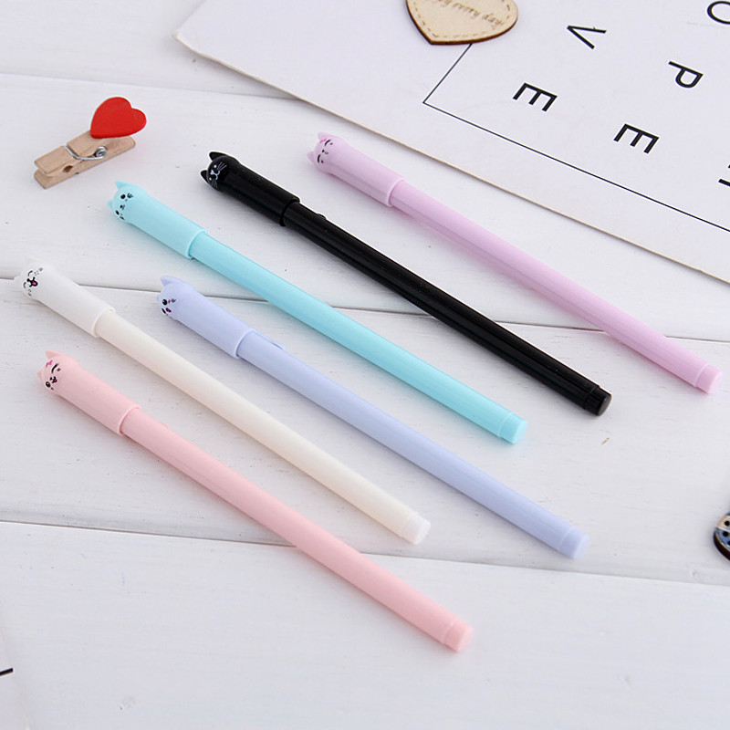 5 buc/set Pix Gel Kawaii Pisică 0,38 mm Pix creativ cu cerneală neutră, drăguț, cadou pentru copii, stilou de scris, rechizite de birou pentru școală, papetărie