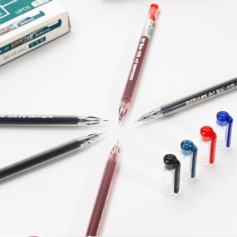 1db Kreatív gyémántfejű 0,38 mm-es gél toll Irodai egyszerű aláírás toll fekete, piros és kék négyszínű diák tinta toll