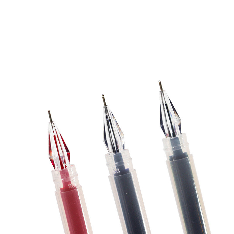 1db Kreatív gyémántfejű 0,38 mm-es gél toll Irodai egyszerű aláírás toll fekete, piros és kék négyszínű diák tinta toll