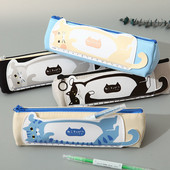 Mielas Cat Kawaii didelės talpos pieštuko dėklas studentui, drobinis trikampis rašiklio dėklas Studentų raštinės reikmenys mokykloms atgal į mokyklą