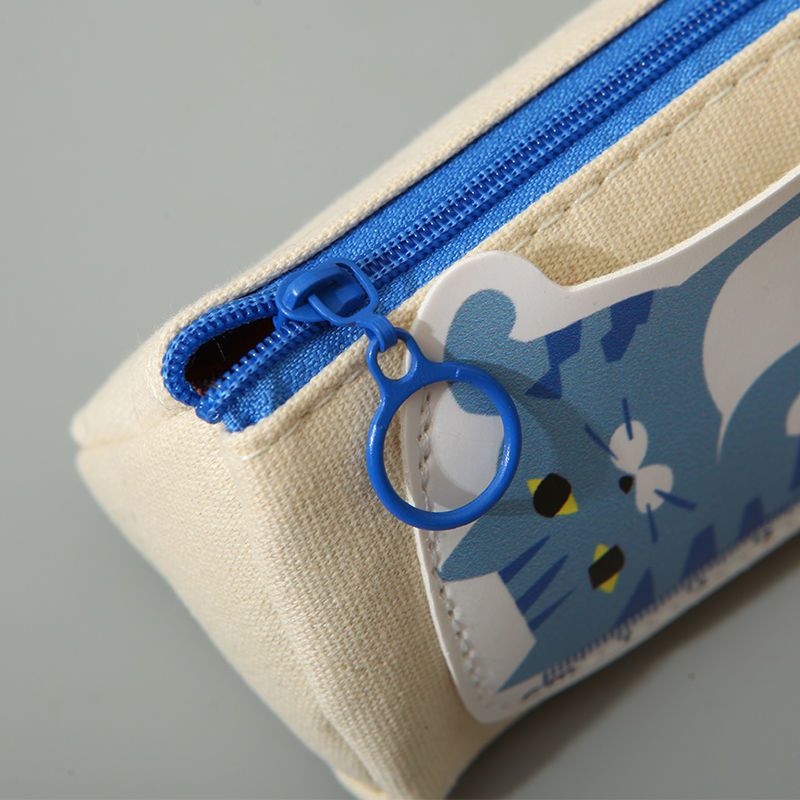 Mielas Cat Kawaii didelės talpos pieštuko dėklas studentui, drobinis trikampis rašiklio dėklas Studentų raštinės reikmenys mokykloms atgal į mokyklą