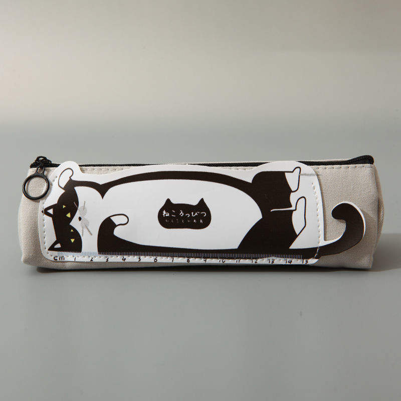 Mielas Cat Kawaii didelės talpos pieštuko dėklas studentui, drobinis trikampis rašiklio dėklas Studentų raštinės reikmenys mokykloms atgal į mokyklą