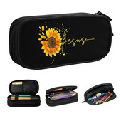 Jézus Napraforgó Spirituális Keresztény Hit Vallási Tolltartó Fiúk Gilrs Nagy tároló tolltáska Tasak Diákok Irodaszerek