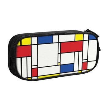 Μολυβοθήκη Kawaii Piet Mondrian Minimalist De Stijl για κορίτσι αγόρι Μεγάλης χωρητικότητας Σχολική μολυβοθήκη μοντέρνας τέχνης