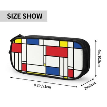 Μολυβοθήκη Kawaii Piet Mondrian Minimalist De Stijl για κορίτσι αγόρι Μεγάλης χωρητικότητας Σχολική μολυβοθήκη μοντέρνας τέχνης