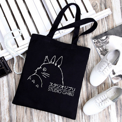 Anime Spirited Away Totoro Geantă de cumpărături Geanta grafică Harajuku Geanta de cumpărături femei Geanta de umăr din pânză Femei Ulzzang Funny Eco 90s