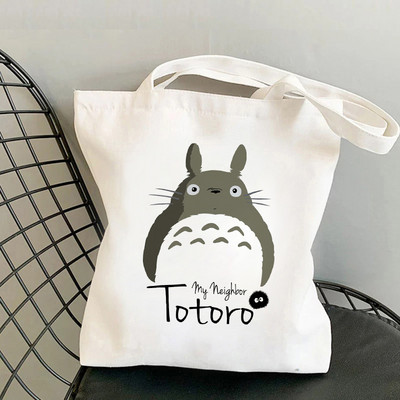 Anime Spirited Away Totoro Geantă de cumpărături Geanta grafică Harajuku Geanta de cumpărături femei Geanta de umăr din pânză Femei Ulzzang Funny Eco 90s