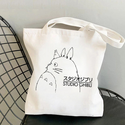 Anime Spirited Away Totoro Geantă de cumpărături Geanta grafică Harajuku Geanta de cumpărături femei Geanta de umăr din pânză Femei Ulzzang Funny Eco 90s