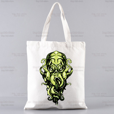 Cthulhu Lovecraft Shopping torba Halloween Occult Shopper Eco Canvas Pamuk Octopus Horror Shopper Bolsas De Tela Bag Shopping