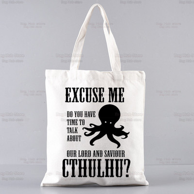 Cthulhu Lovecraft Shopping torba Halloween Occult Shopper Eco Canvas Pamuk Octopus Horror Shopper Bolsas De Tela Bag Shopping