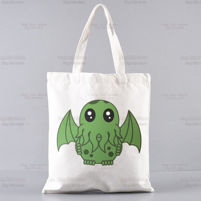 Cthulhu Lovecraft Shopping torba Halloween Occult Shopper Eco Canvas Pamuk Octopus Horror Shopper Bolsas De Tela Bag Shopping