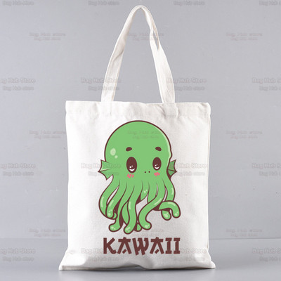 Cthulhu Lovecraft Shopping torba Halloween Occult Shopper Eco Canvas Pamuk Octopus Horror Shopper Bolsas De Tela Bag Shopping