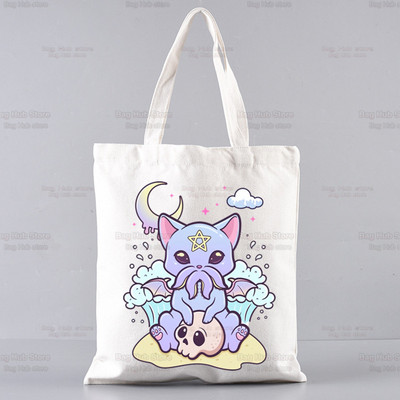 Cthulhu Lovecraft Shopping torba Halloween Occult Shopper Eco Canvas Pamuk Octopus Horror Shopper Bolsas De Tela Bag Shopping