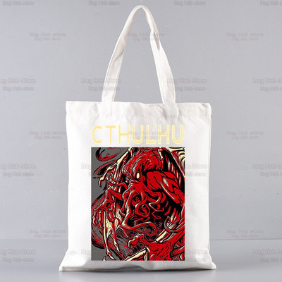 Cthulhu Lovecraft Shopping torba Halloween Occult Shopper Eco Canvas Pamuk Octopus Horror Shopper Bolsas De Tela Bag Shopping