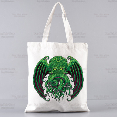 Cthulhu Lovecraft Shopping torba Halloween Occult Shopper Eco Canvas Pamuk Octopus Horror Shopper Bolsas De Tela Bag Shopping