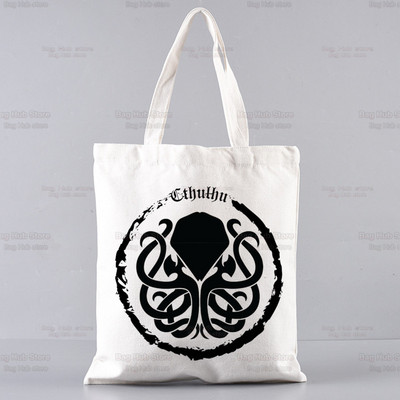 Cthulhu Lovecraft Shopping torba Halloween Occult Shopper Eco Canvas Pamuk Octopus Horror Shopper Bolsas De Tela Bag Shopping