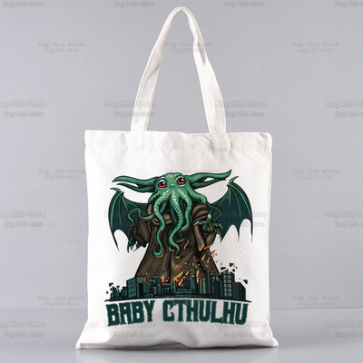 Cthulhu Lovecraft Shopping torba Halloween Occult Shopper Eco Canvas Pamuk Octopus Horror Shopper Bolsas De Tela Bag Shopping